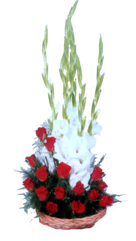 Gladiolus and Roses Basket